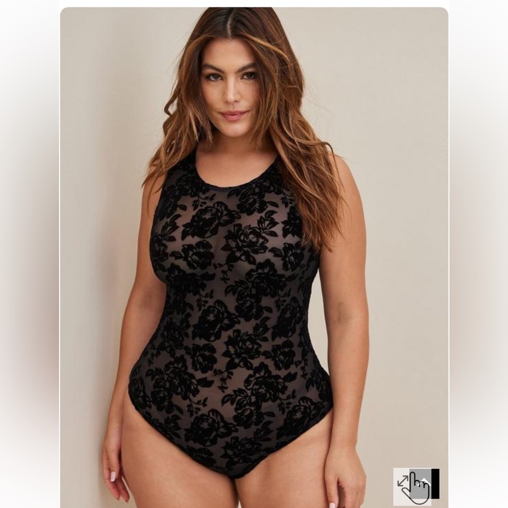 Flocked mesh bodysuit